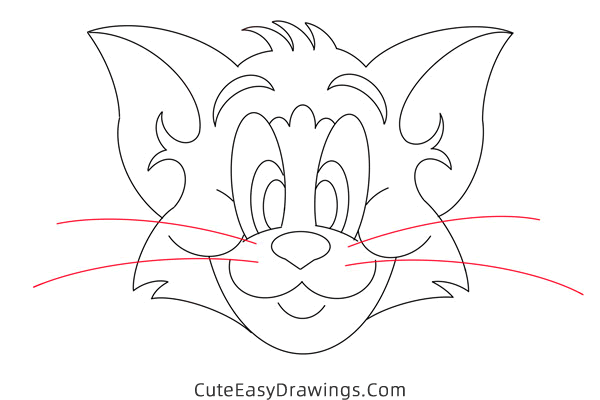 how to draw tom face from tom and jerry - www.cuteeasydrawings.com