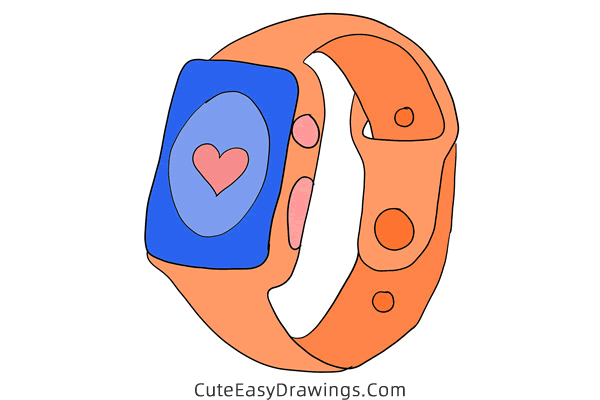 how to draw a smartwatch - www.cuteeasydrawings.com