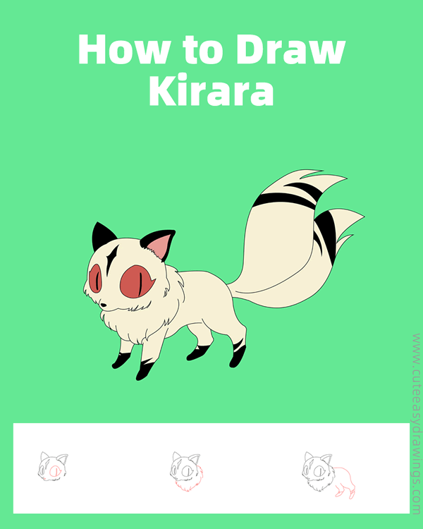 how to draw kirara from inuyasha - www.cuteeasydrawings.com