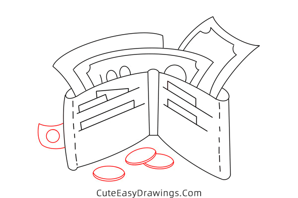 how to draw a wallet - www.cuteeasydrawings.com