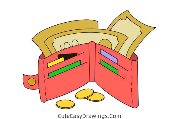 how to draw a wallet - www.cuteeasydrawings.com