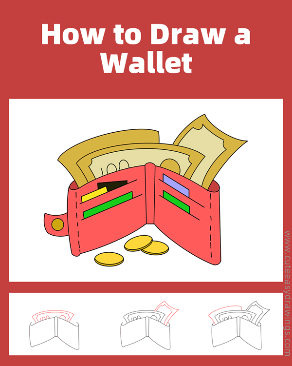 how to draw a wallet - www.cuteeasydrawings.com