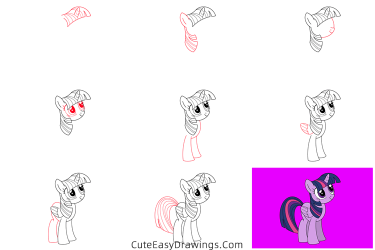 how to draw twilight sparkle from my little pony - www.cuteeasydrawings.com