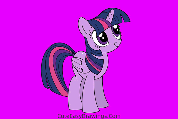 how to draw twilight sparkle from my little pony - www.cuteeasydrawings.com