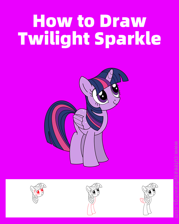 how to draw twilight sparkle from my little pony - www.cuteeasydrawings.com