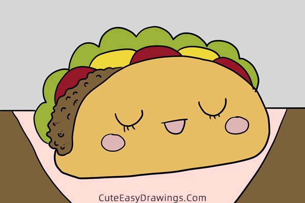 how to draw a taco - www.cuteeasydrawings.com