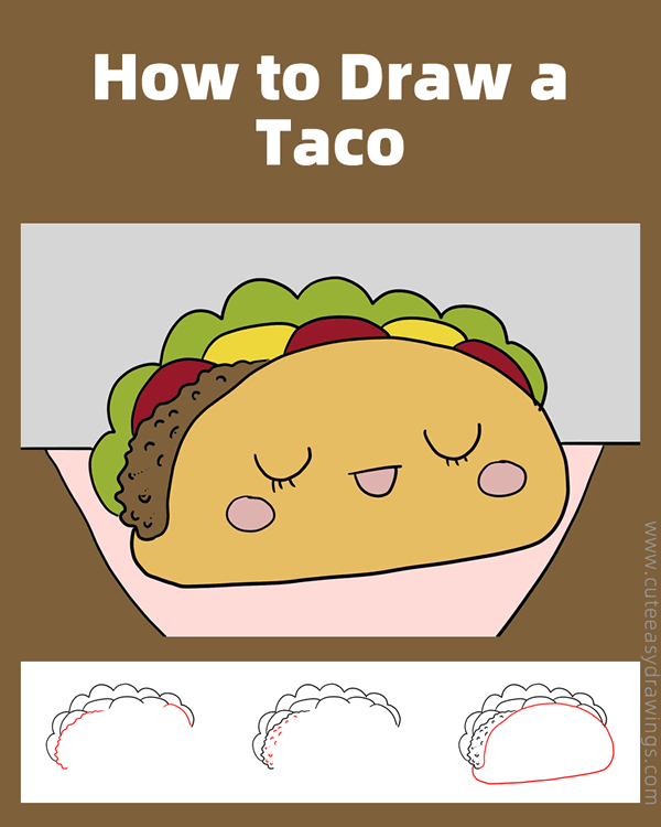 how to draw a taco - www.cuteeasydrawings.com