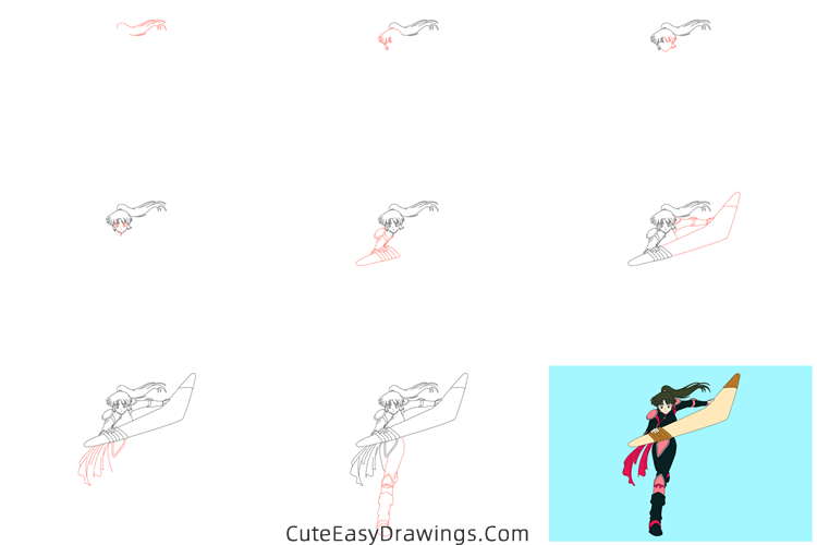 how to draw sango from inuyasha - www.cuteeasydrawings.com