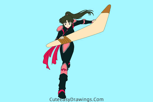 how to draw sango from inuyasha - www.cuteeasydrawings.com