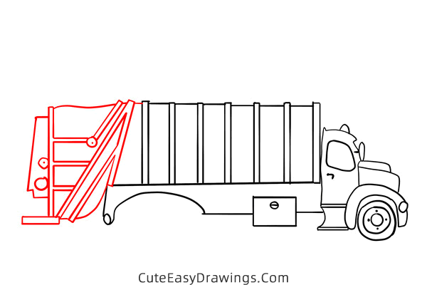 how to draw a garbage truck - www.cuteeasydrawings.com