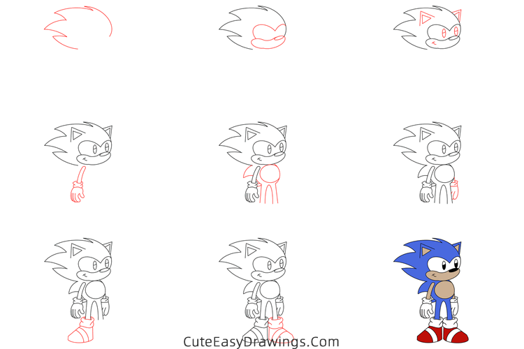 how to draw sonic the hedgehog easy - www.cuteeasydrawings.com