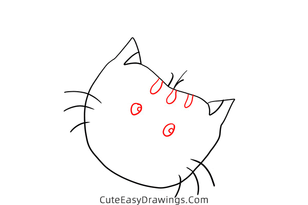 how to draw a kitten face - www.cuteeasydrawings.com