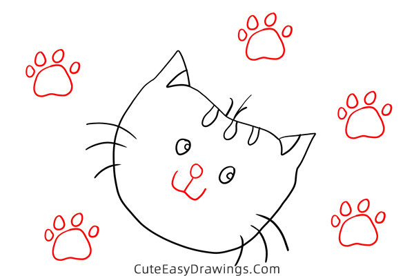 how to draw a kitten face - www.cuteeasydrawings.com