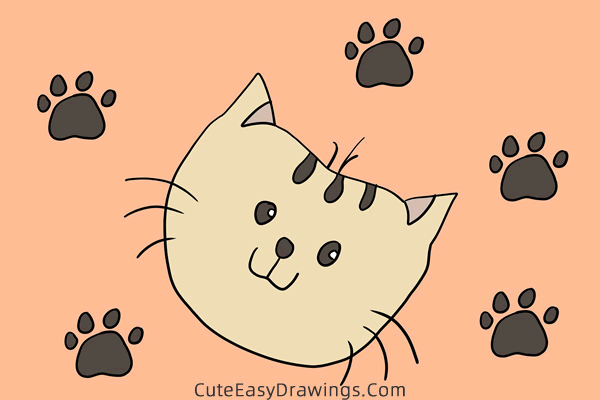 how to draw a kitten face - www.cuteeasydrawings.com