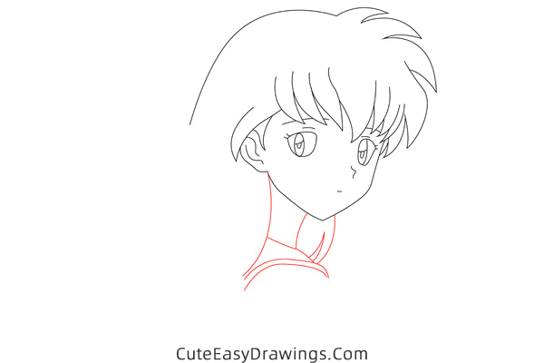 how to draw kagome higurashi from inuyasha - www.cuteeasydrawings.com