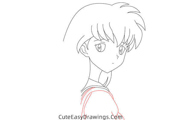 how to draw kagome higurashi from inuyasha - www.cuteeasydrawings.com