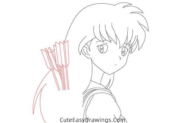 how to draw kagome higurashi from inuyasha - www.cuteeasydrawings.com