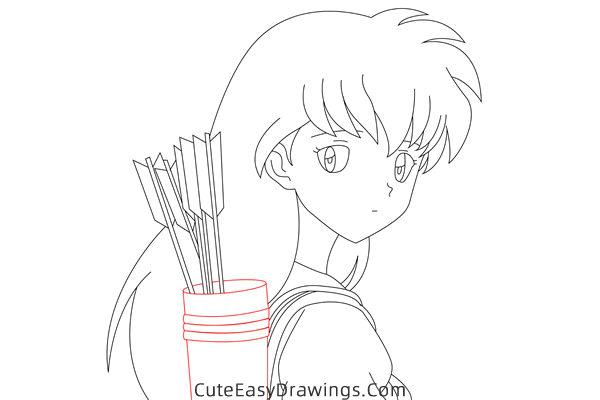 how to draw kagome higurashi from inuyasha - www.cuteeasydrawings.com