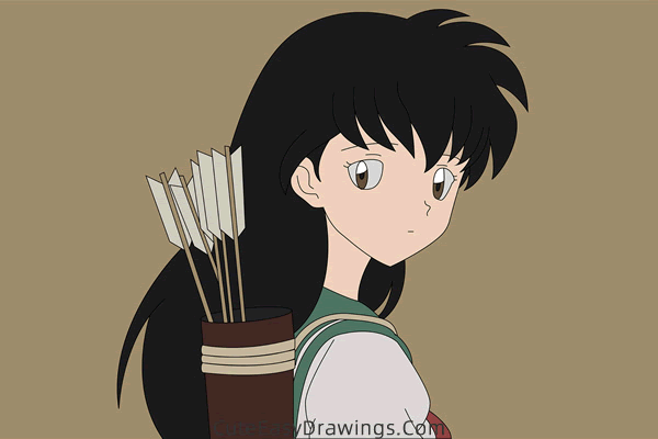 how to draw kagome higurashi from inuyasha - www.cuteeasydrawings.com