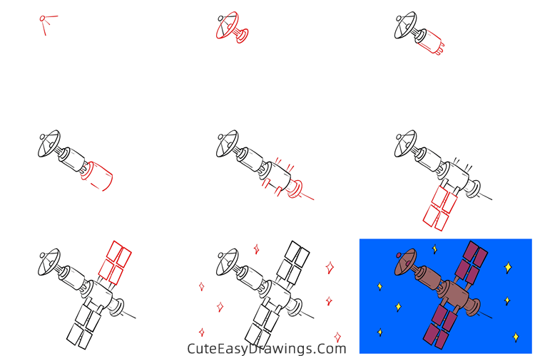 how to draw a satellite - www.cuteeasydrawings.com