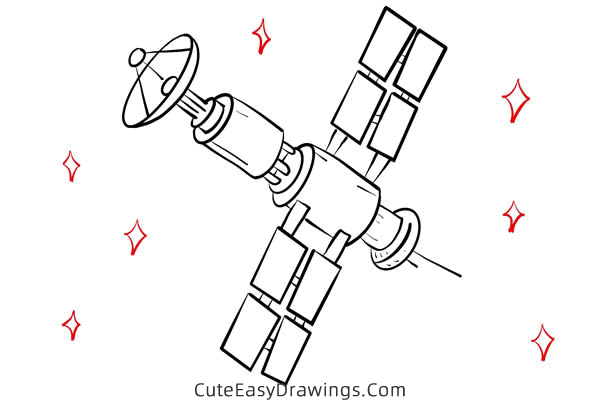 how to draw a satellite - www.cuteeasydrawings.com