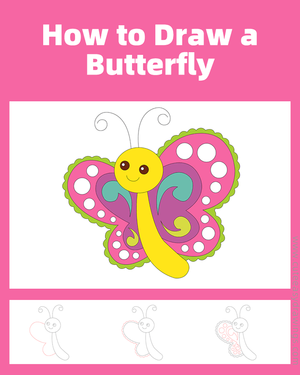 how to draw a butterfly easy - www.cuteeasydrawings.com