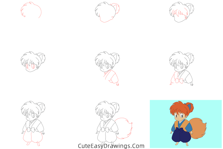 how to draw shippo from inuyasha - www.cuteeasydrawings.com