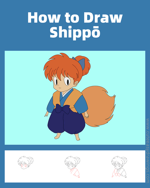 how to draw shippo from inuyasha - www.cuteeasydrawings.com