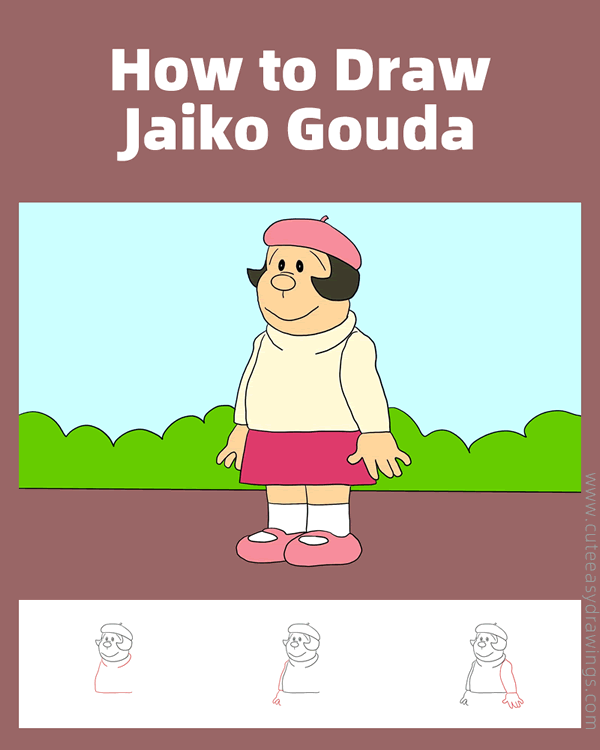 how to draw jaiko gouda from doraemon - www.cuteeasydrawings.com