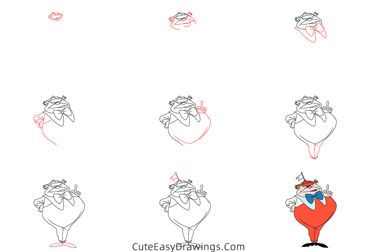 how to draw tweedle dee tweedle dum - www.cuteeasydrawings.com