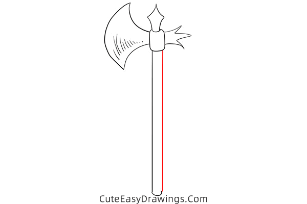 how to draw a battle axe - www.cuteeasydrawings.com