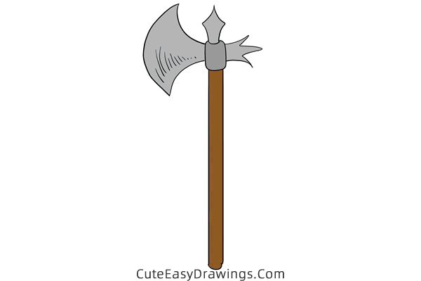 how to draw a battle axe - www.cuteeasydrawings.com