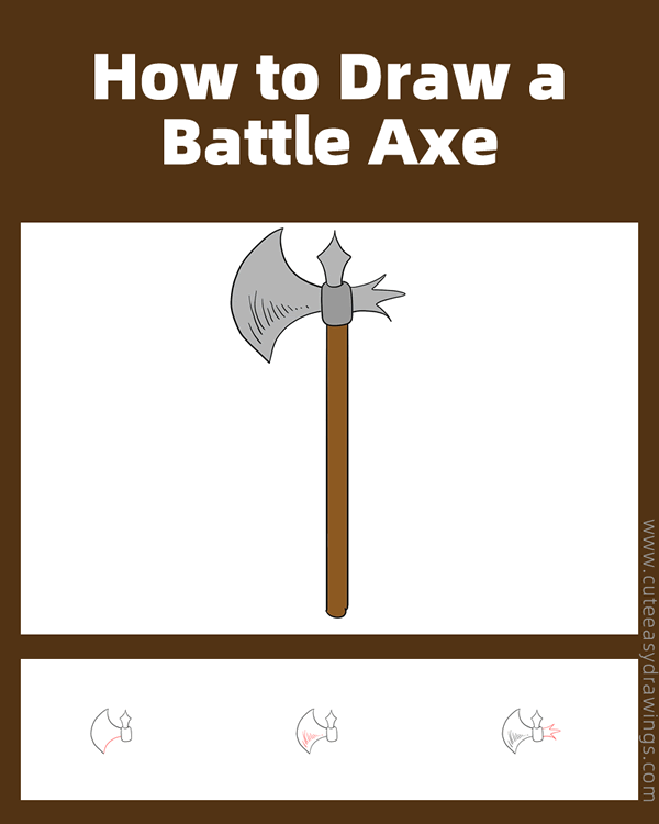 how to draw a battle axe - www.cuteeasydrawings.com