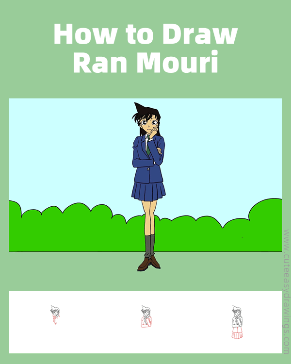 how to draw ran mouri from detective conan - www.cuteeasydrawings.com