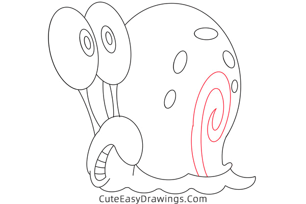 how to draw gary the snail - www.cuteeasydrawings.com