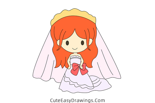 how to draw a bride - www.cuteeasydrawings.com