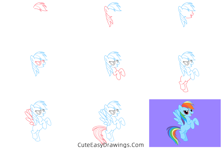 how to draw rainbow dash from my little pony - www.cuteeasydrawings.com