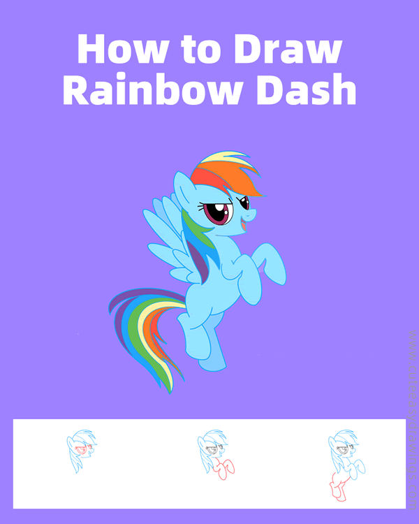 how to draw rainbow dash from my little pony - www.cuteeasydrawings.com