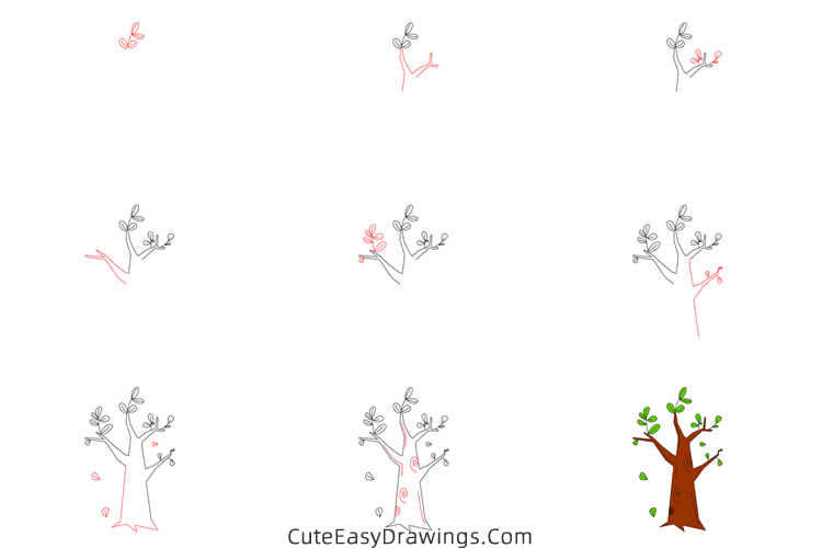 how to draw a spring tree - www.cuteeasydrawings.com