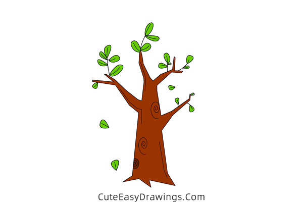 how to draw a spring tree - www.cuteeasydrawings.com