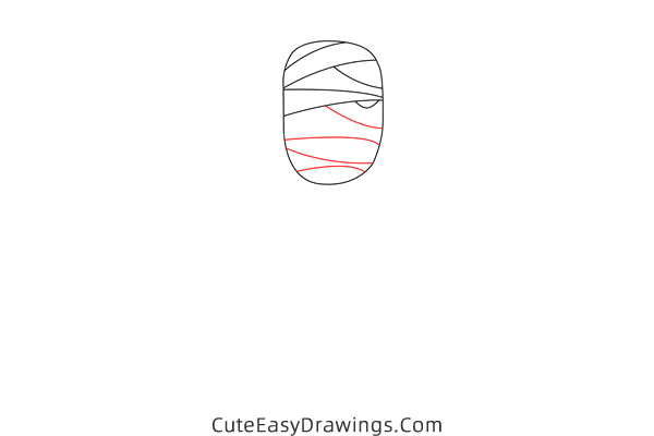 how to draw a mummy - www.cuteeasydrawings.com