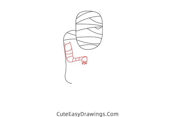 how to draw a mummy - www.cuteeasydrawings.com