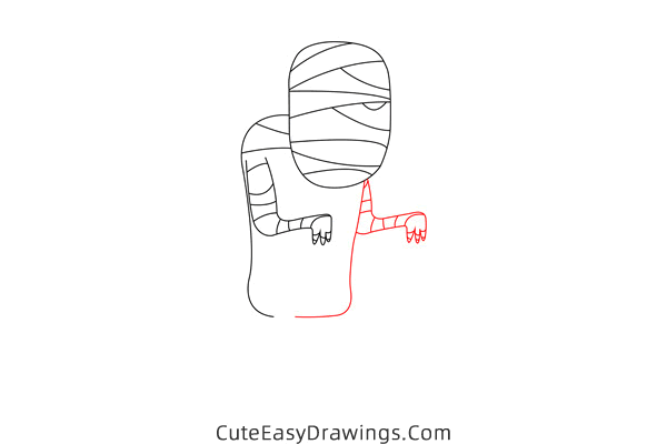 how to draw a mummy - www.cuteeasydrawings.com