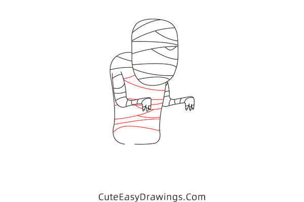 how to draw a mummy - www.cuteeasydrawings.com