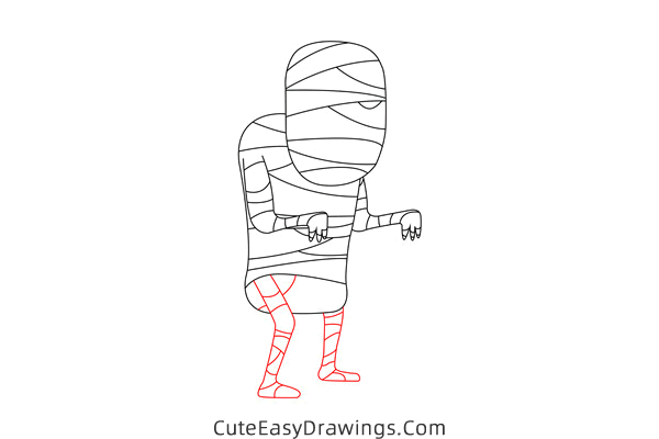 how to draw a mummy - www.cuteeasydrawings.com