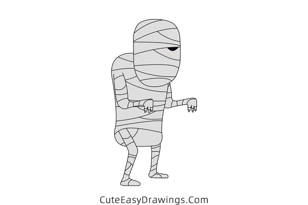 how to draw a mummy - www.cuteeasydrawings.com