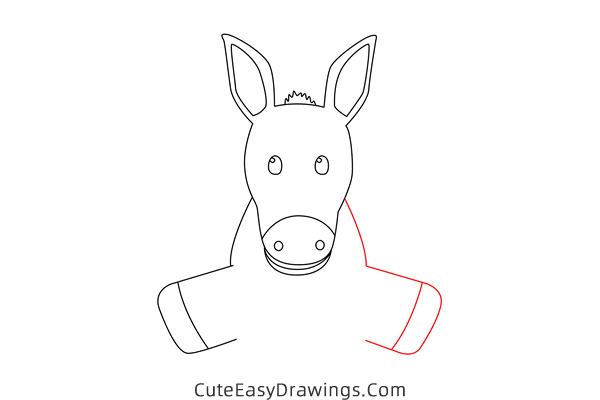 how to draw a cute donkey - www.cuteeasydrawings.com