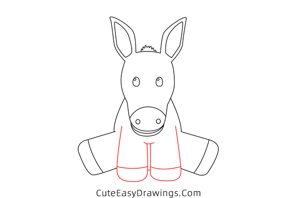 how to draw a cute donkey - www.cuteeasydrawings.com