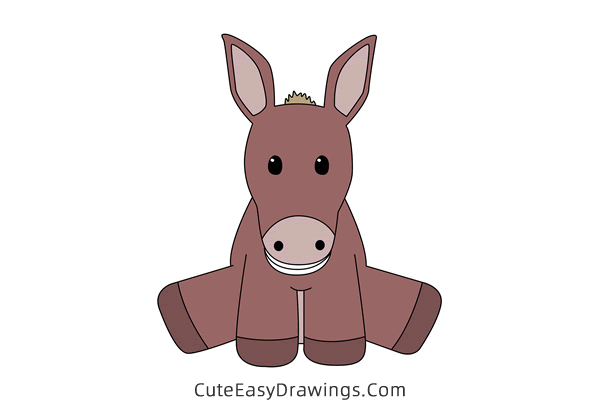 how to draw a cute donkey - www.cuteeasydrawings.com