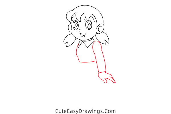 how to draw shizuka minamoto from doraemon - www.cuteeasydrawings.com